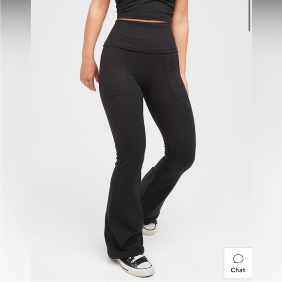 aerie Pants - OFFLINE By Aerie The Hugger High Waisted Foldover Flare Legging Medium